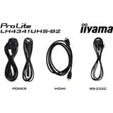 iiyama Prolite LH4341UHS-B2, Affichage public Noir, 4K UHD, VGA, HDMI, Audio, LAN