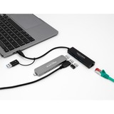 DeLOCK 3P USB 3.2 Gen1 Hub+LAN+USB-C/A, Station d'accueil Noir