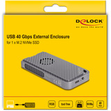 DeLOCK Boîtier SSD M.2 NVMe USB-C 40 Gbps, Boîtier disque dur Gris, avec ventilateur