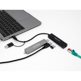 DeLOCK Hub USB 3 ports + LAN Gigabit, Station d'accueil Noir
