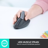 Logitech MX souris ergonomique vertical Noir/Argent, 400 - 4000 dpi, Unifying, Bluetooth, USB