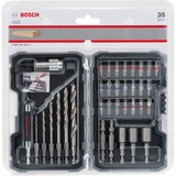 Bosch 2 607 017 327 embout de tournevis 35 pièce(s), Perceuse, ensembles embouts 35 pièce(s), Phillips, Cruciforme, Fente, Torx, 2,0/3,0/4,0/5,0/6,0/8,0 mm 6/8/10 mm, 160 mm, 106 mm, 46 mm
