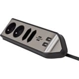 Brennenstuhl Estilo multiprise à 4 prises avec usb Argent/noir, 4x prises, 2x USB-A