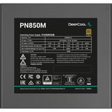 DeepCool PN850M alimentation modulaire 850 watt Noir, 1x 12V-2x6, 3x PCIe