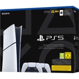 Sony 9020837Sony PS5 ConsoleSlim Digital 825G 2xCntr, Console de jeu Blanc/Noir
