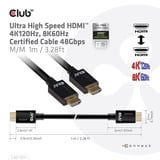 Club 3D Câble HDMI 2.1 Ultra High Speed certifié, mâle-mâle Noir, 1 mètre, 4K 120Hz, 8K 60Hz, 48Gbps