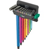 Wera 950/9 Hex-Plus Multicolore 3 clés à molette, Tournevis 9 pièces, code couleur, métrique, BlackLaser