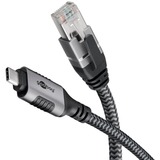 goobay Adaptateur réseau USB-C 3.2 Gen1 vers RJ-45, Carte réseau Noir/Argent, 10 mètres