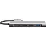 Sitecom Dual USB-C Multiport Pro Adapter, Adaptateur Gris