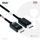 Club 3D DisplayPort 2.1 Bi-Directionnel VESA DP80 Certifié Kabel 4K 240 Hz, Câble Noir, 1,2 mètre