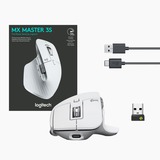 Logitech MX Master 3S business, Souris Gris clair, 200 à 8000 dpi, Bluetooth Low Energy