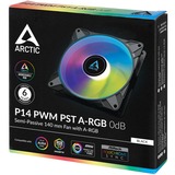 ARCTIC P14 PWM PST A-RGB, Ventilateur de boîtier Noir, 4 broches PWM