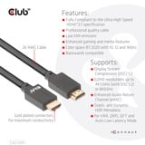 Club 3D HDMI 2.1 à très haut débit, Câble Noir, 4 mètres, 4K 120Hz, 8K 60Hz