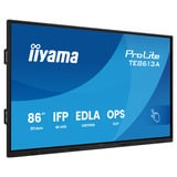 iiyama Prolite TE8613A-B2AG, Affichage public Noir, HDMI, DisplayPort, Audio, LAN, USB, WiFi-6E, Bluetooth 5.0, Android, Touch