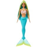 Barbie Poupée sirène aux cheveux bleus et jaunes et turquoise Turquoise