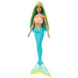 Barbie Poupée sirène aux cheveux bleus et jaunes et turquoise Turquoise