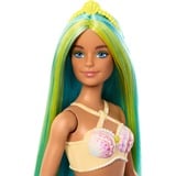 Barbie Poupée sirène aux cheveux bleus et jaunes et turquoise Turquoise