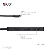 Club 3D USB-C vers Triple HDMI MST Hub 4K60Hz Noir