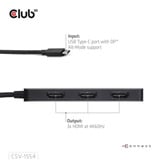 Club 3D USB-C vers Triple HDMI MST Hub 4K60Hz, Adaptateur Noir, 3x HDMI, 4K60Hz, DP 2.1 AltMode
