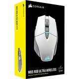 Corsair M65 RGB ULTRA WIRELESS, Souris gaming Blanc/Gris clair, 26,000 DPI, USB | 2,4 GHz | Bluetooth