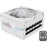 GIGABYTE GP-AE850PM PG5 ICE alimentation modulaire 850 watt Blanc, 1x 12VHPWR, 6x PCIe, 80 PLUS Platinum, Conception entièrement modulaire, Ventilateur de 120 mm, Compatible ATX 3.0, Prise EU, 850 W, 100 - 240 V, 50/60 Hz, 12 A, Actif, 125 W