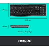 Logitech MK270 Combo, set de bureau Noir, Layout UE (QWERTY), Rubberdome