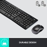 Logitech Wireless Combo MK270 set de bureau Noir, Layout EU (QWERTY), Rubberdome