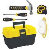 Stanley Junior boîte à outils + set 5 pièces, Outils pour enfants Jaune/Noir, Boîte à outils + trousse à outils 5-pc, 5 ans +