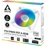 ARCTIC P14 PWM PST A-RGB, Ventilateur de boîtier Blanc, 4 broches PWM
