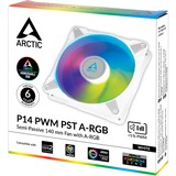 ARCTIC P14 PWM PST A-RGB ventilateur de boîtier Blanc, 140 x 140 x 27 mm