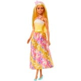 Barbie Poupée royale avec des mèches dans les cheveux, jupe imprimée papillon Jaune or