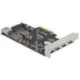 DeLOCK PCI Express x4 vers 4 x USB Type-C + 1 x USB Type-A - SuperSpeed USB 10 Gops, Contrôleur USB Profil bas
