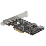 DeLOCK PCI Express x4 vers 4 x USB Type-C + 1 x USB Type-A - SuperSpeed USB 10 Gops, Contrôleur USB Profil bas