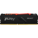 Kingston FURY FURY Beast RGB module de mémoire 8 Go 1 x 8 Go DDR4 2666 MHz Noir, 8 Go, 1 x 8 Go, DDR4, 2666 MHz, 288-pin DIMM, Noir