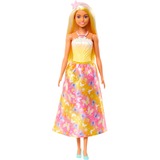 Mattel Barbie - Poupée royale avec des mèches dans les cheveux, jupe imprimée papillon Jaune or