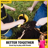 Stanley Junior Outils à main 3 pièces, Outils pour enfants Noir/Jaune, Set d'outils de jardinage 3 pc, pelle, fourche, râteau, 3 ans et plus