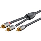 goobay Plus Cinch Y, Câble Noir/Argent, 2 mètres