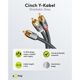 goobay Plus Cinch Y, Câble Noir/Argent, 2 mètres
