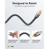 goobay Plus Cinch Y, Câble Noir/Argent, 2 mètres