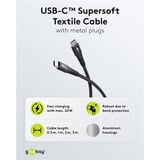 goobay Supersoft USB-C > USB-C 2.0, Câble Noir, 0,5 mètre