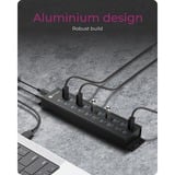 ICY BOX 61076, Hub USB Noir