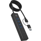 ICY BOX 7-Port HUB IB-HUB1737-C3, Hub USB Noir, USB 3.2 Gen 1 Type-C