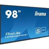 iiyama ProLite LE9845UHS-B1, Affichage public Noir, Panneau plat de signalisation numérique, 2,49 m (98"), LED, 3840 x 2160 pixels, Wifi, 18/7