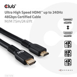 Club 3D Ultra High Speed HDMI, Câble Noir, 7,5 mètres, 4K120 Hz, 8K60 Hz