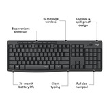 Logitech MK295 Silent Wireless Keyboard and Mouse Combo, set de bureau Noir, Layout États-Unis