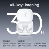 Anker Liberty Buds écouteurs in-ear Blanc, Bluetooth, ANC, IP55