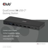 Club 3D 14-1 USB-C Quad Display, Station d'accueil Noir