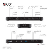 Club 3D 14-1 USB-C Quad Display, Station d'accueil Noir