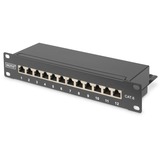 Digitus Patchp. 10" Cat.6 12port 1HE, Panneau de brassage Noir