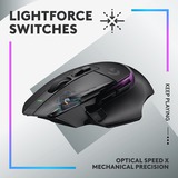 Logitech G502 X PLUS LIGHTSPEED, Souris gaming Noir, 100 - 25.600 dpi, LED RGB